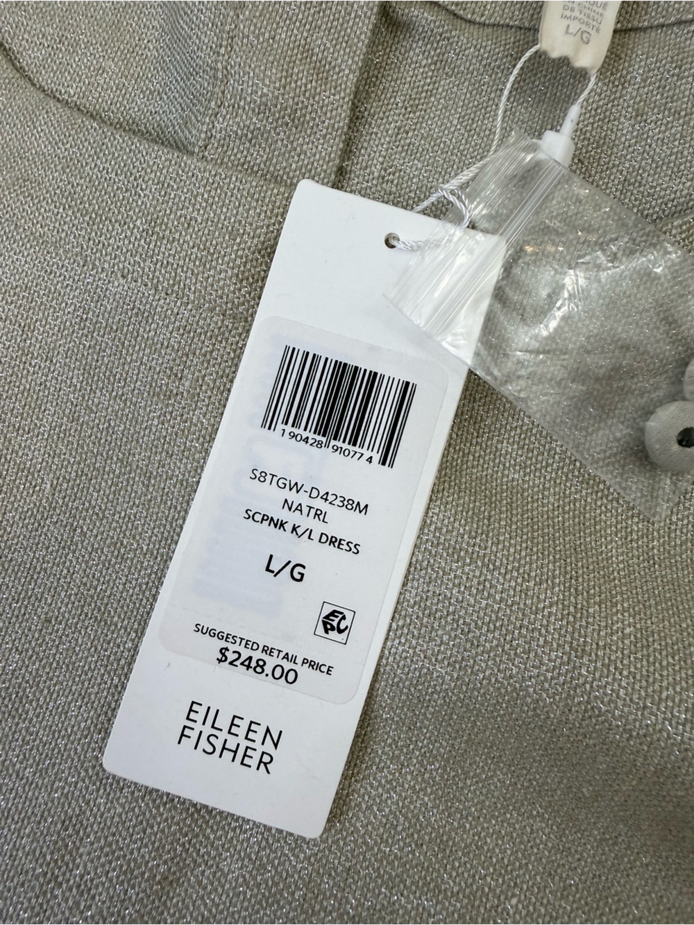 NWT Eileen Fisher Twinkle Organic Linen Shift Dress Large - Picture 7 of 9